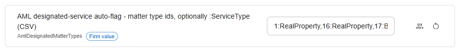 Firm-wide setting for auto-flagging designated-service matter types